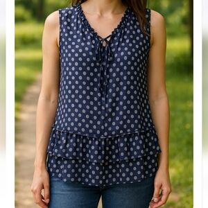 PerSeption Concept Navy Polka Dot Blouse